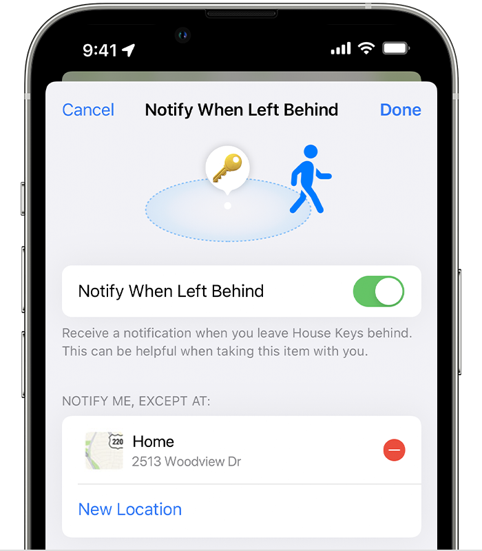 Set Up Notify When Left Behind in Find My App